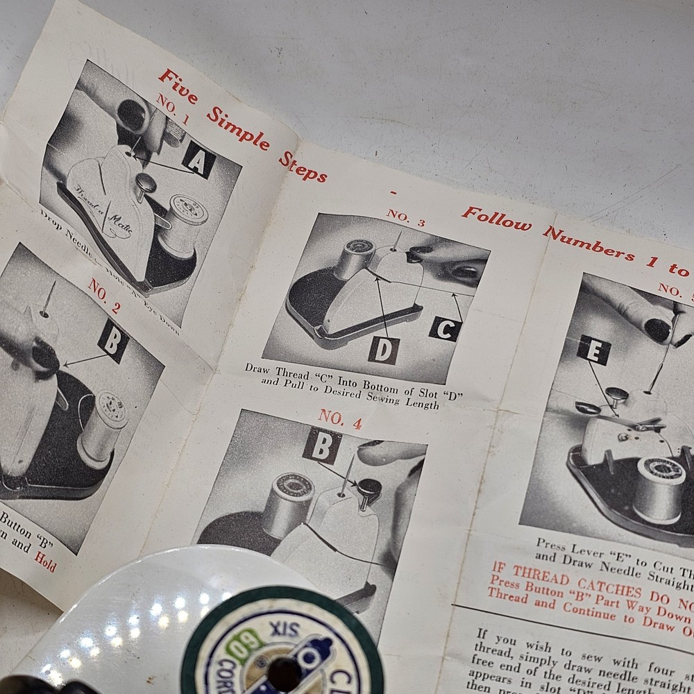 Vintage Thread-a Matic Sewing Automatic Needle Threader In Box 700 Instruct