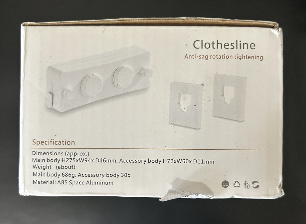 Telescopic Clothesline Adjustable, Open Box, Never Used