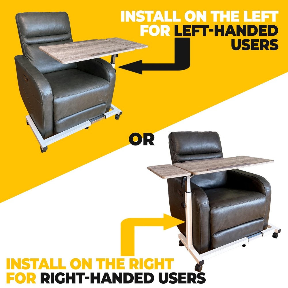Recliner Table, Over the Bed Table with Wheels, Adjustable Width & Height, wi...