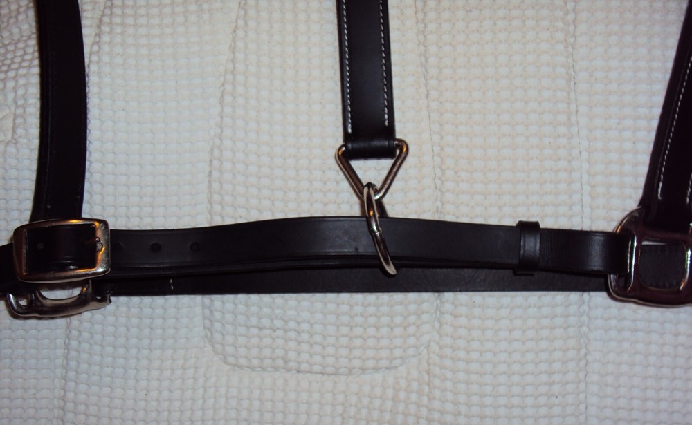 ABETTA Leather BLACK Halter- Silver Hardware/Snap - Adjustable - Full Size - NEW