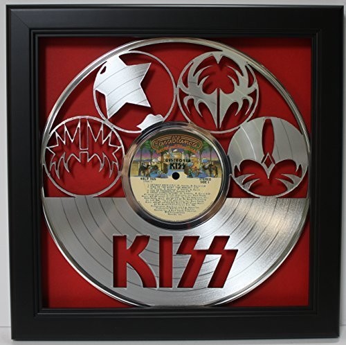 KISS Black Wood Framed Laser Cut  Lp Shadowbox