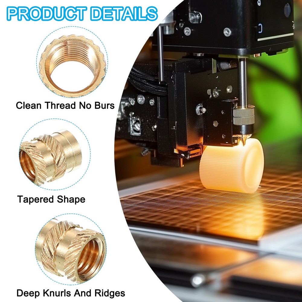 50 Pcs Brass Threaded Insert M4x4x6.31 mm for Plastic Components