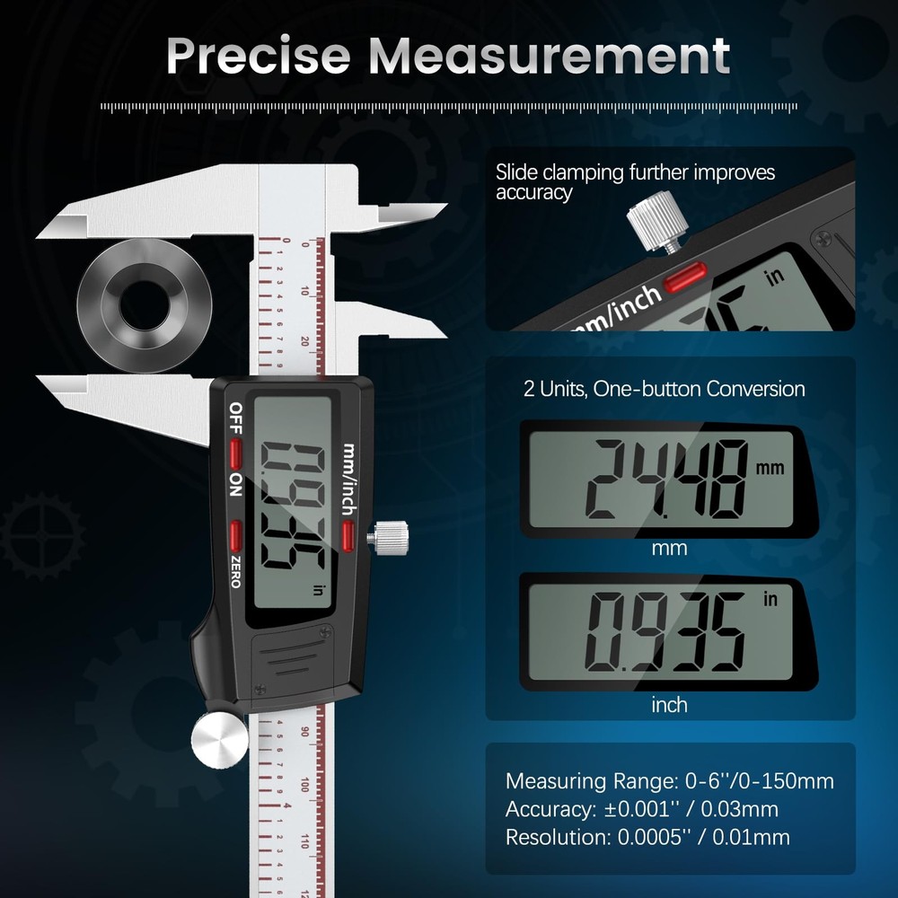 Housolution Digital Caliper 6 Inch, Measuring Tool Industrial 150mm