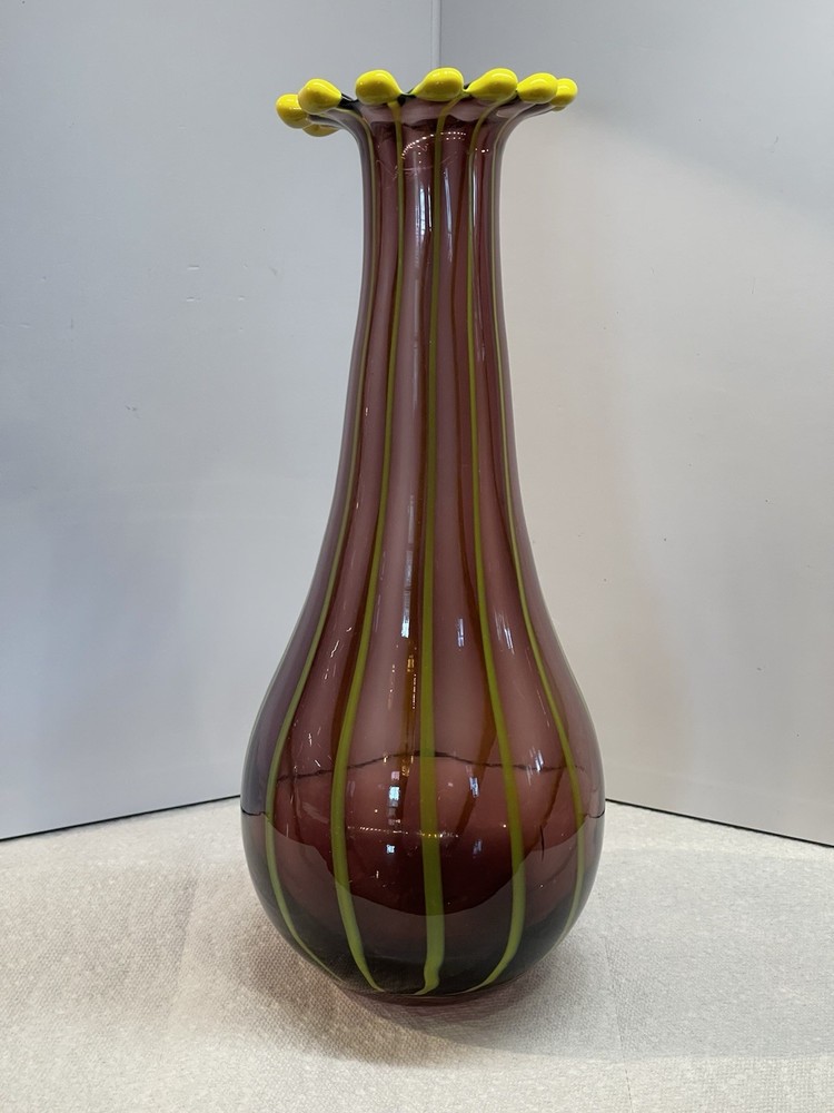 Eastern Curved Purple and Yellow pulled vase