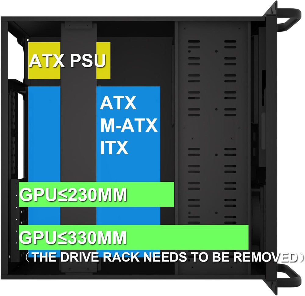 Lockable 4U Server Cabinet Case - Rackmount Chassis with 7 PCI Slots