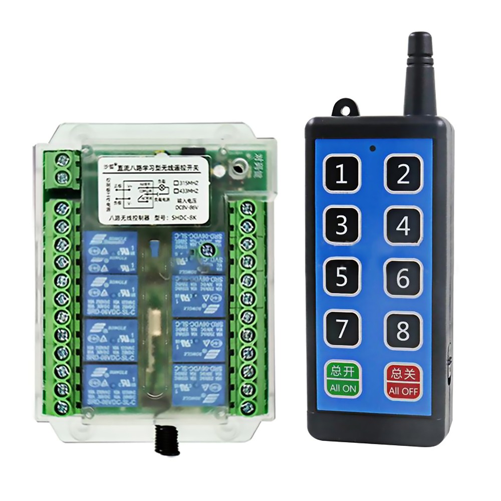 Power Supply 8 Channel Wireless RF433MHz Remote Control Switch Relay Module