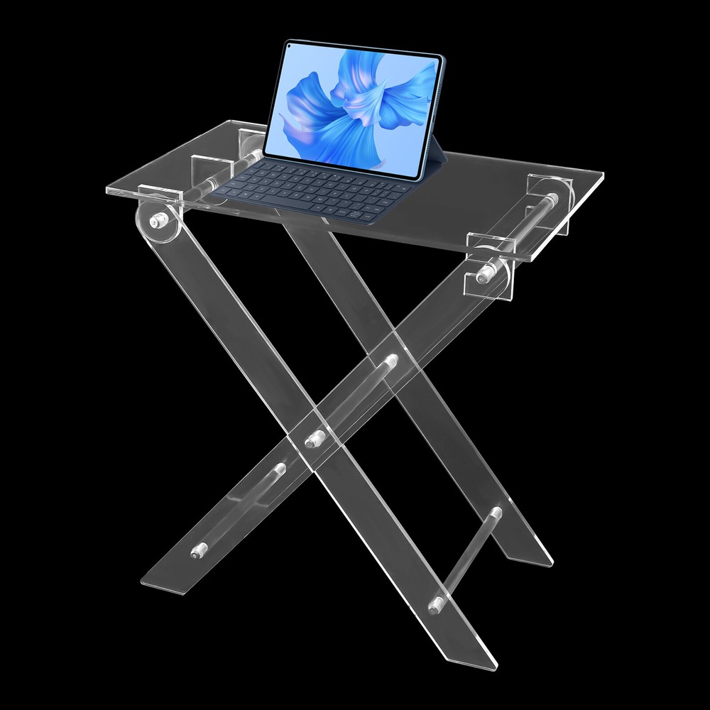 Foldable Acrylic Computer Table X-shaped Clear Computer Rack Stand Coffee Table