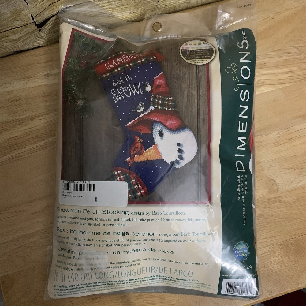 Dimensions 16" SNOWMAN PERCH STOCKING Needlepoint Kit 71-09149