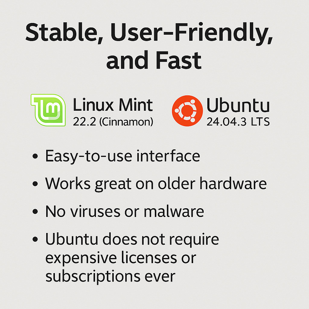 Linux Mint 22.2 Cinnamon + Ubuntu 24.04.3 LTS - Bootable / Live USB / 2-in-1