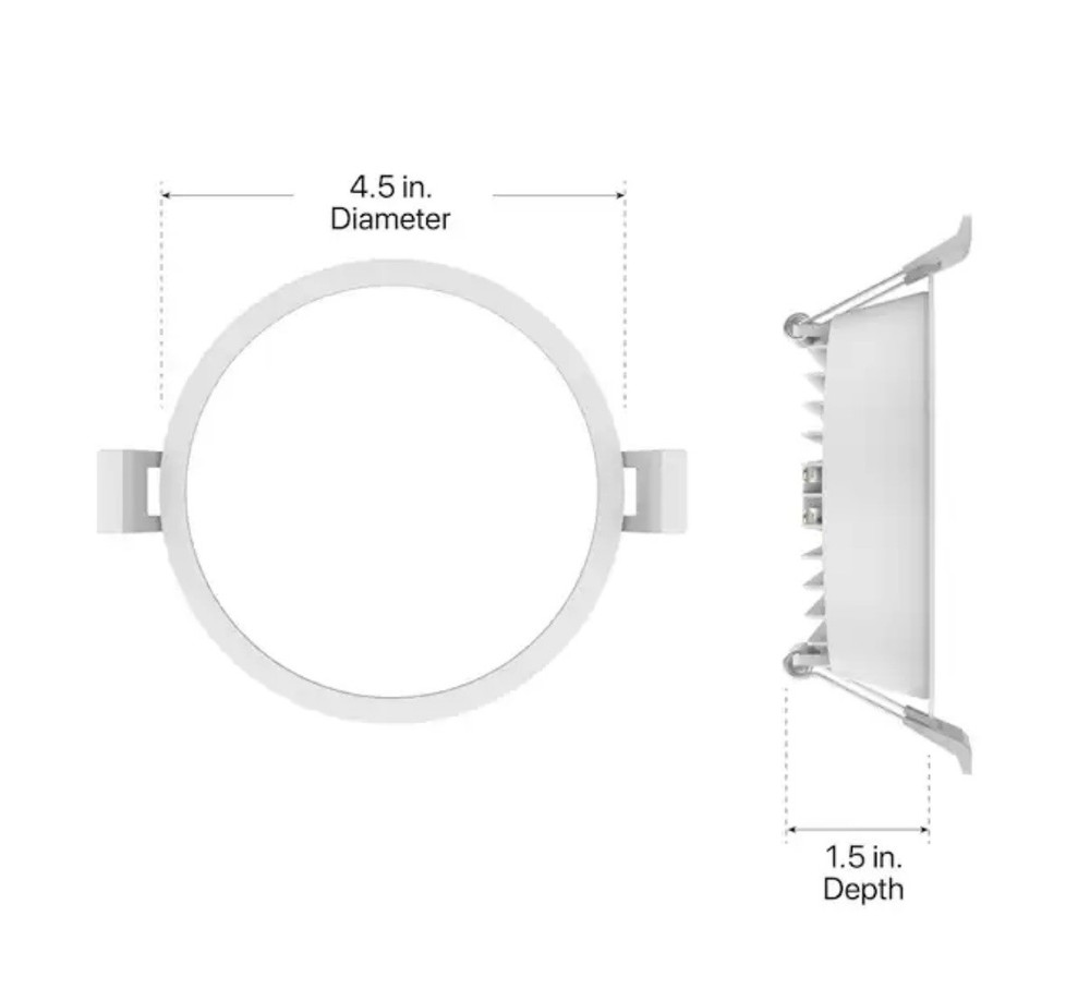 Utilitech 4” 750 Lumens LED Canless Trimless Recessed Downlight Dimmable Light