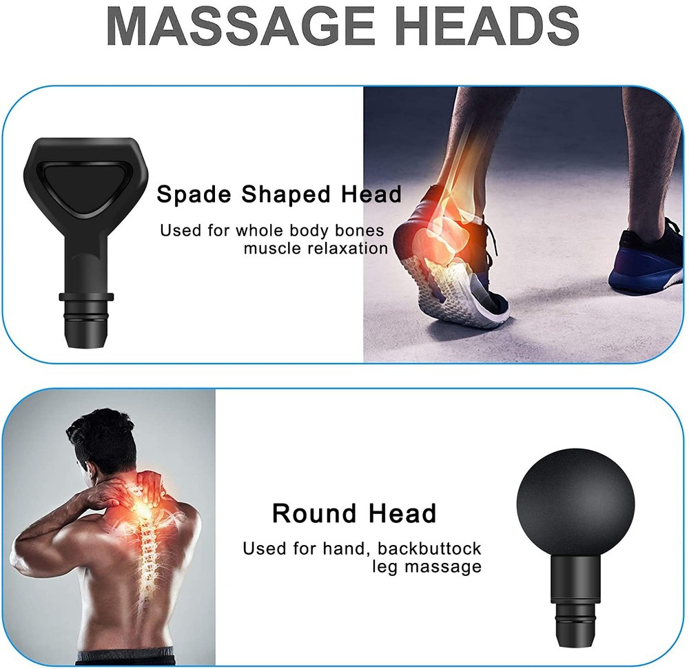 Massage Gun Heads for Hypervolt Go, Replaceable Massager Attachment Black
