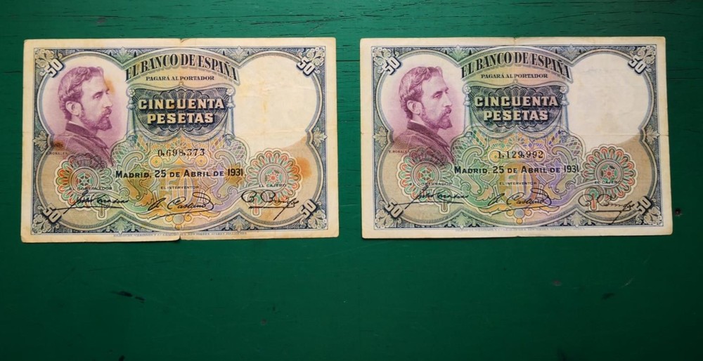 Spain 1931 Note 50 Pesetas x2 Banknotes #894