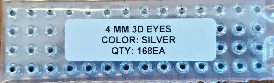 168pcs, Soft Holographic SILVER 3d adhesive fish eyes 4mm, Fly Tying, Arts,Craft