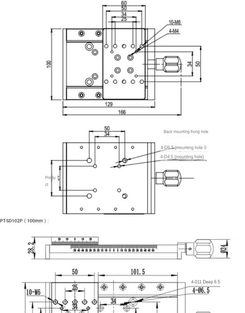 PT-SD102P Manual Translation Table X-axis Sliding Table Moving Table Linear Stag