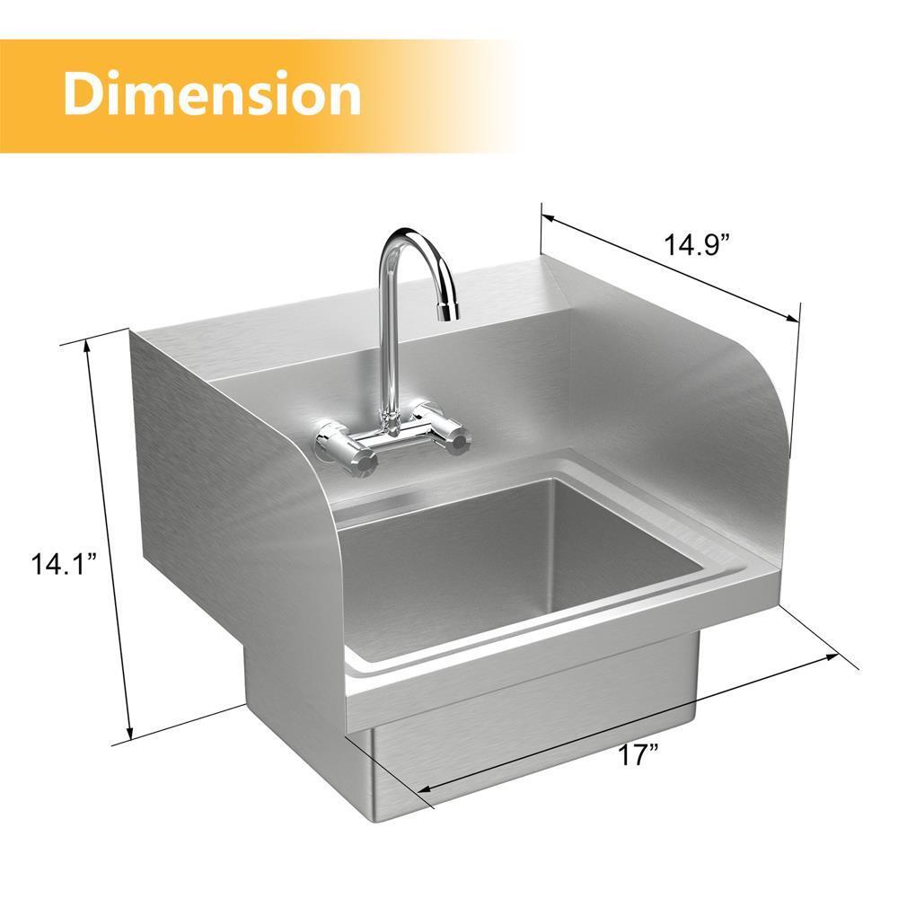 Commercial Hand Wash Sink Stainless Steel Bar/Prep Sink with Faucet for Kitchen