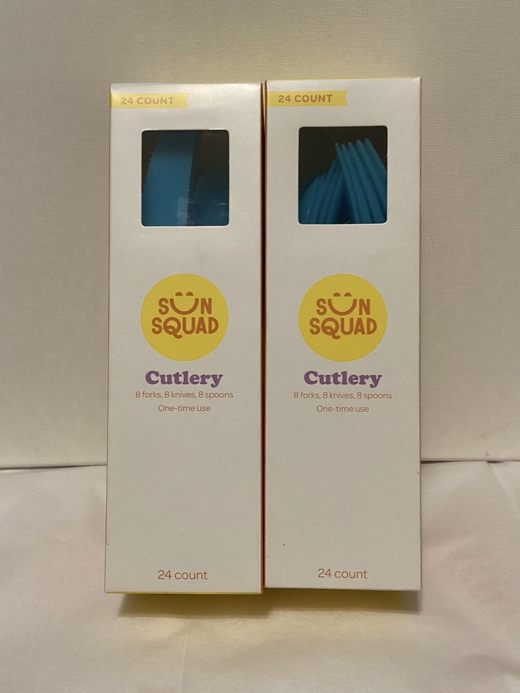 Two Boxes Sun Squad Blue Disposable Flatware 24ct Each