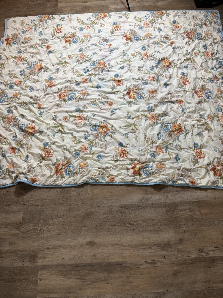 Handmade Rag Quilt Patchwork Tied Multicolor 87x75” Cotton Throw Bedspread