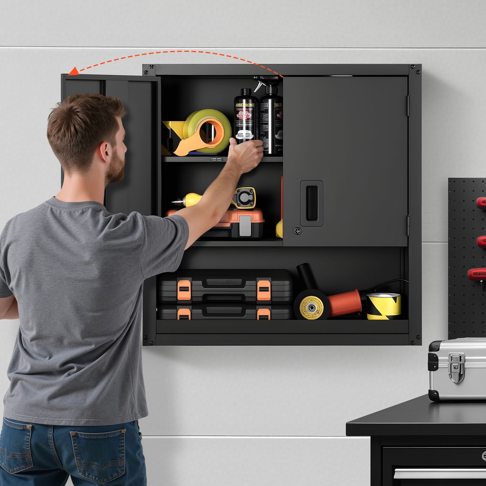 VEVOR Metal Wall Cabinet 30 inch Garage Wall Cabinet with Adjustable Shelf