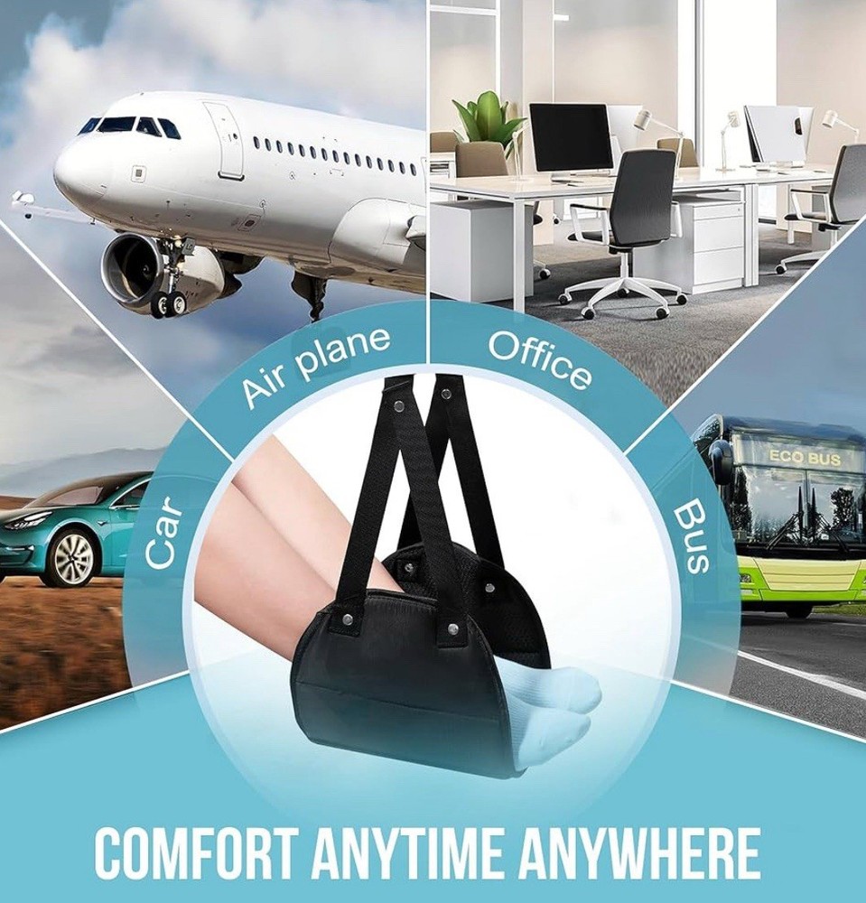 Desk Foot Hammock – Memory Foam – Black – Compact & Portable