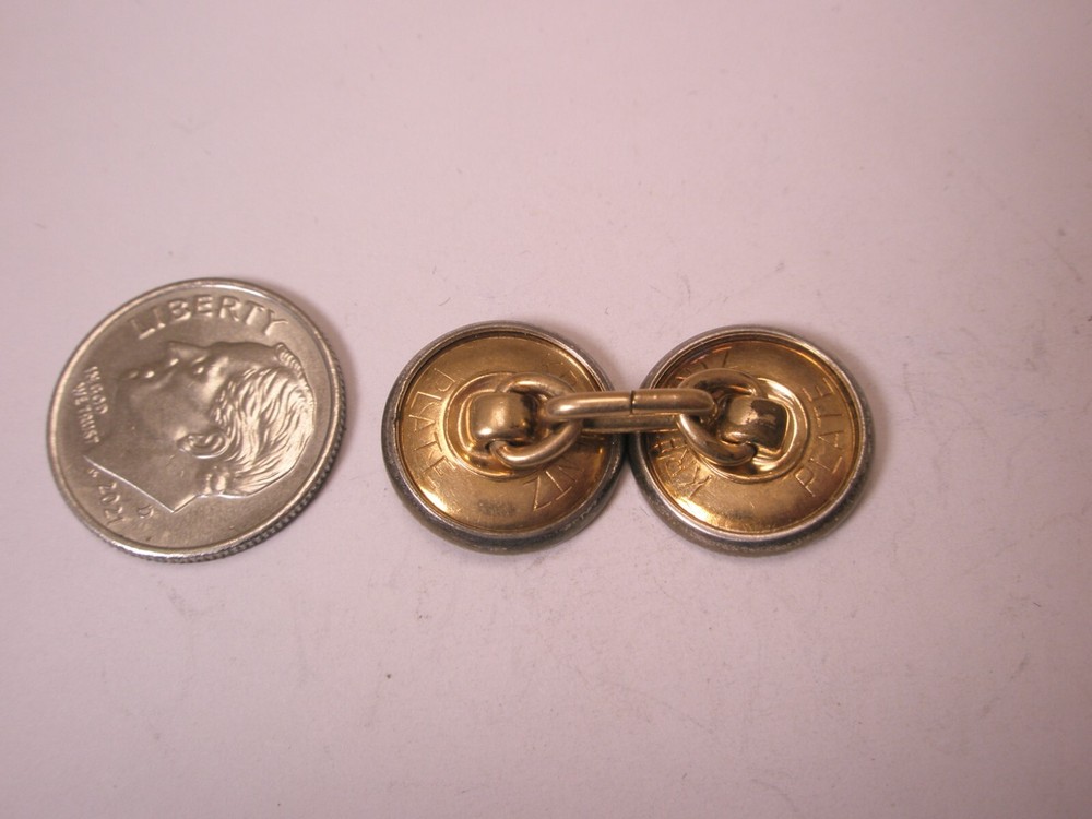 White MOP PLATED SINGLE Vintage DOUBLE SIDED Cuff Link replace lost/broken aa56