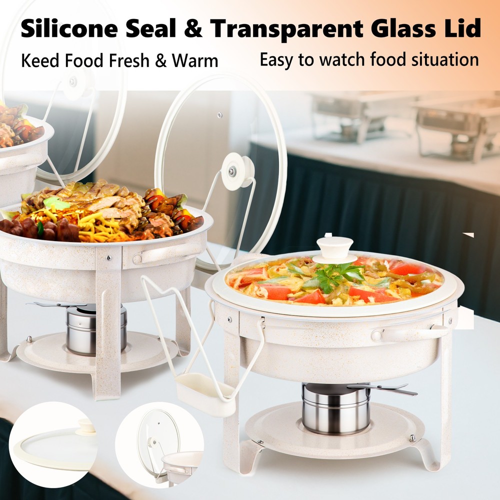 4-Pack 5QT Chafing Dish Set, Maifanite Stone Coated Buffet Warmers Stackable