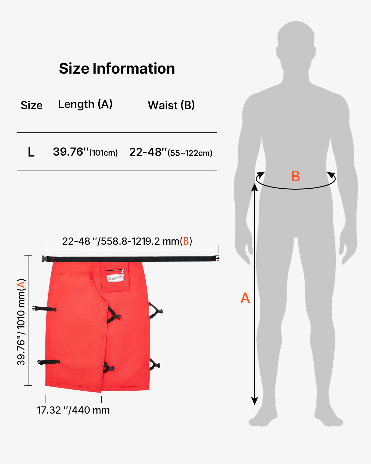 Chainsaw Chaps 39.7" Apron Style Forestry Chainsaw Safety Chaps Class C Large