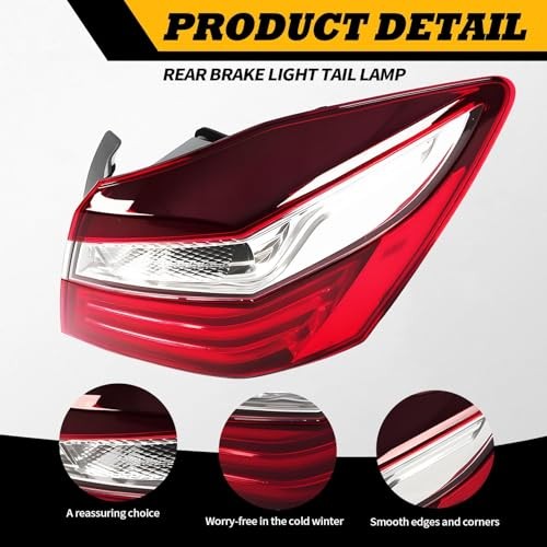 Tail Light Assembly Right Side With Bulbs Compatible with Accord Sedan 2016