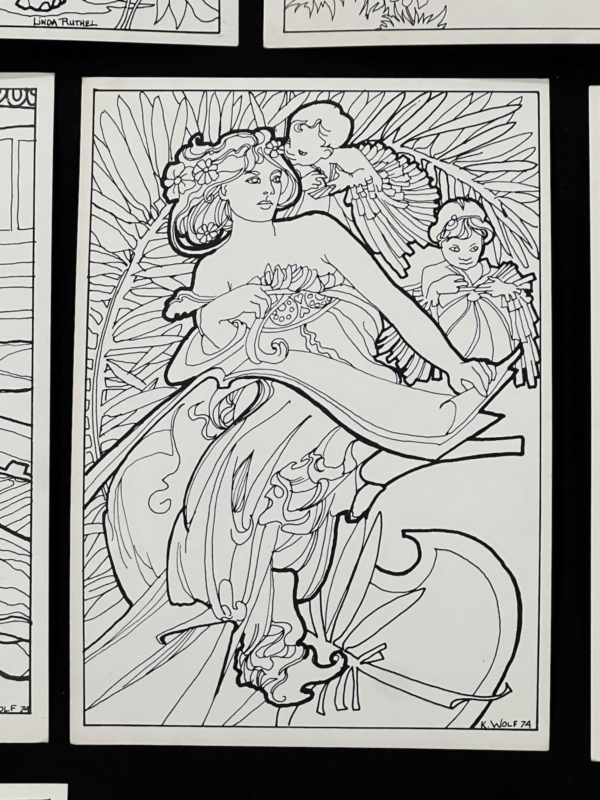 VTG 1974 Doodle Art Coloring Postcard Lot 10 Open Door Enterprises Unused