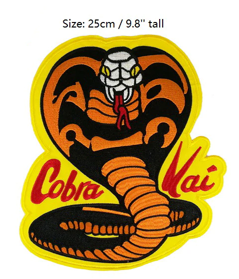 KARATE KID COBRA KAI large 9.8" Jacket & 4" Shoulder Iron On PATCH SET