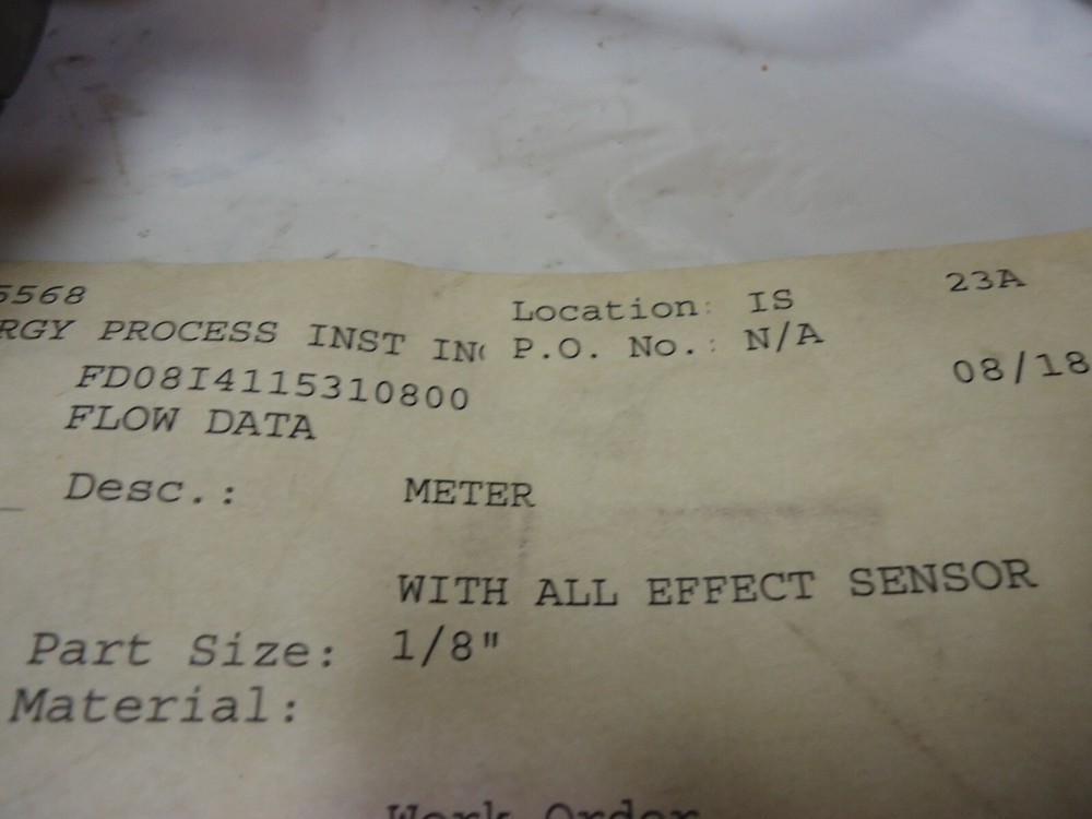 FLOWDATA INC FD 08 I 4115 3108 000 METER, PR 250PSIG TEMP 130F W/ EFFECT SENSOR