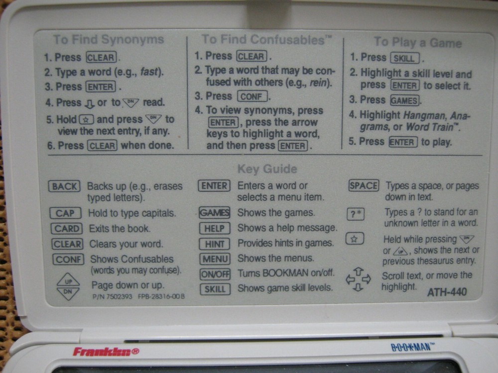 Fraklin Advanced Thesaurus ATH-440 Bookman