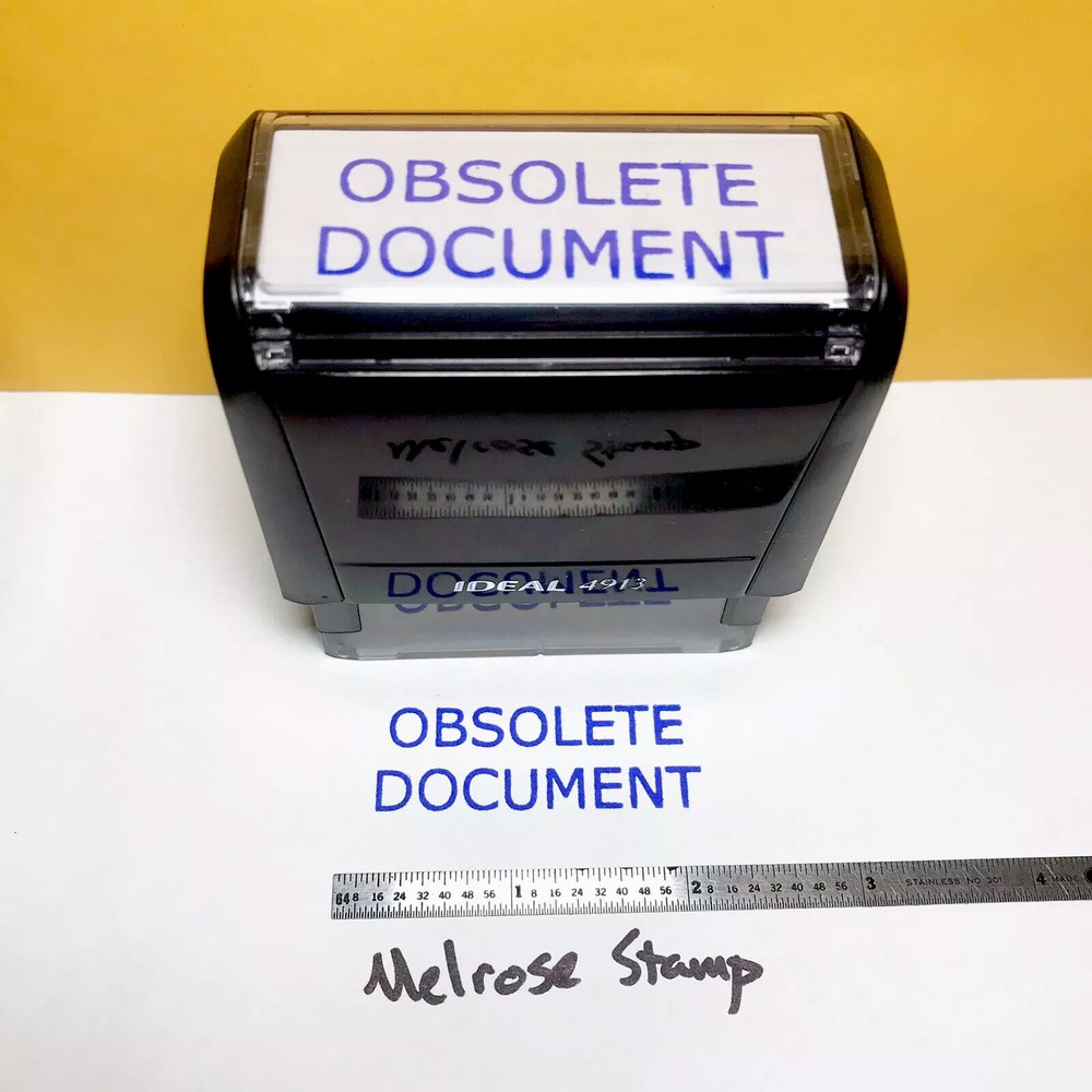 Obsolete Document Rubber Stamp Blue Ink Self Inking Ideal 4913