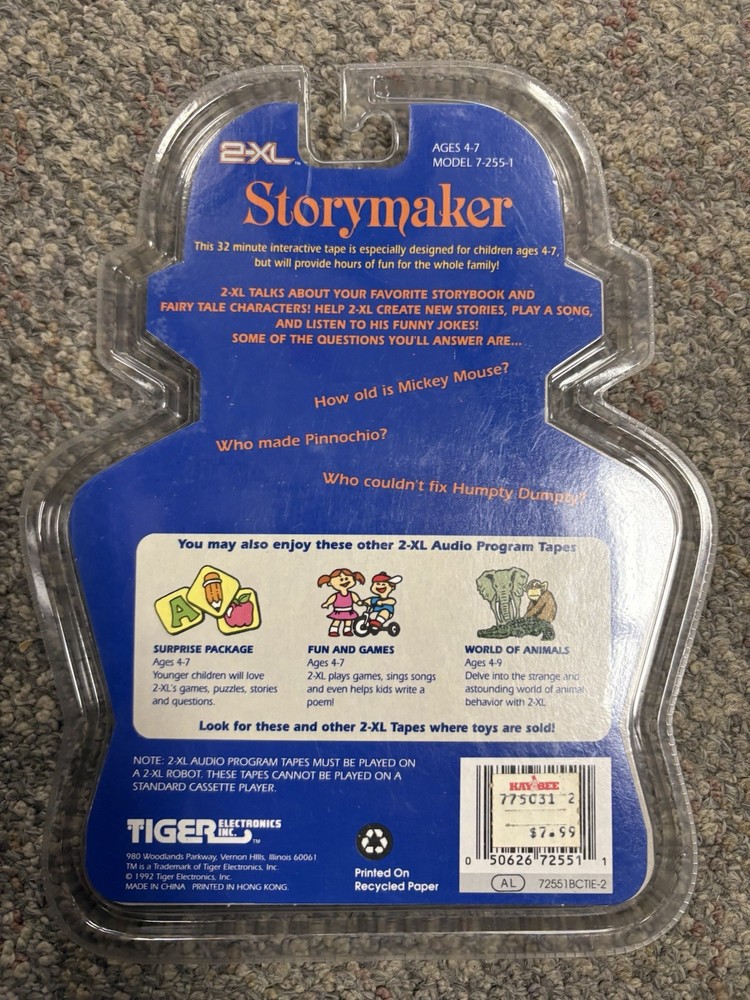 + Tiger Electronics 1992 2-XL Robot Storymaker Audio Program Tape w/ Package