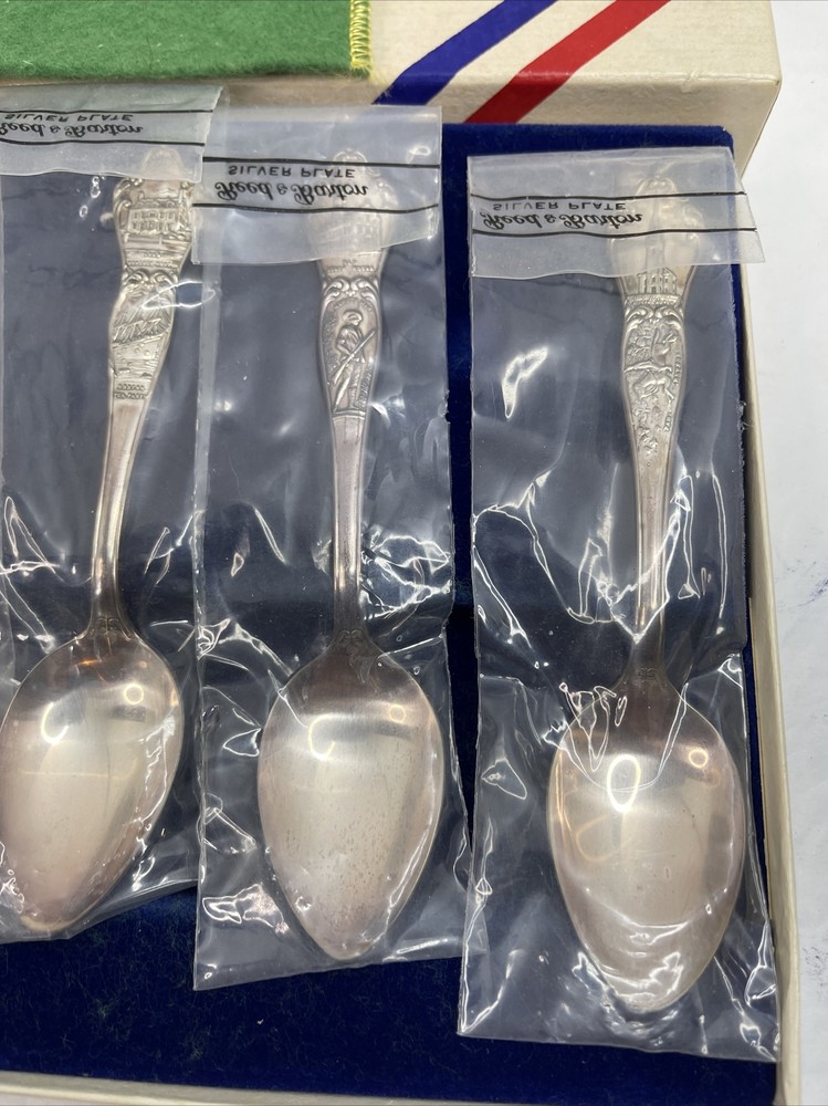 Reed And Barton Silver plate Centennial Commemorative Spoons 4 Pc New Open Box