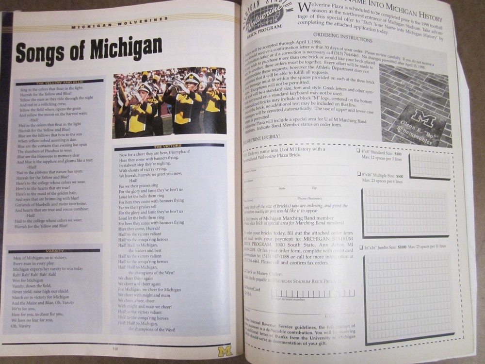 Michigan vs Northwestern Game Day Program - Lloyd Carr - 1997