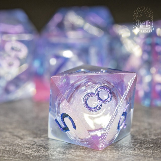 Sage's Dancing Souls Liquid Core Sharp Edge Resin Dice Set | Dnd Dice RPG Dice