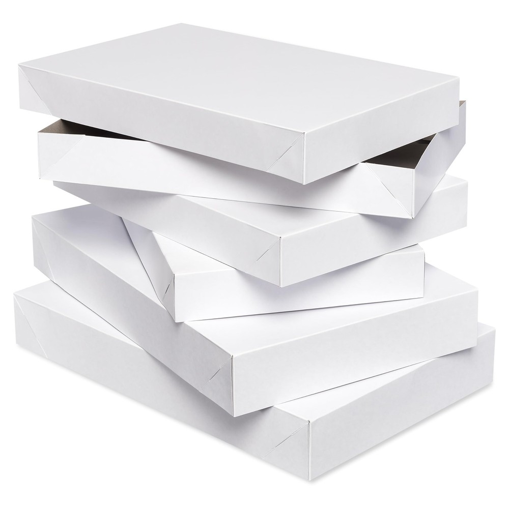 White Gift Boxes with Lids for Presents, Assorted Sizes (3 Medium Shirt Boxes...