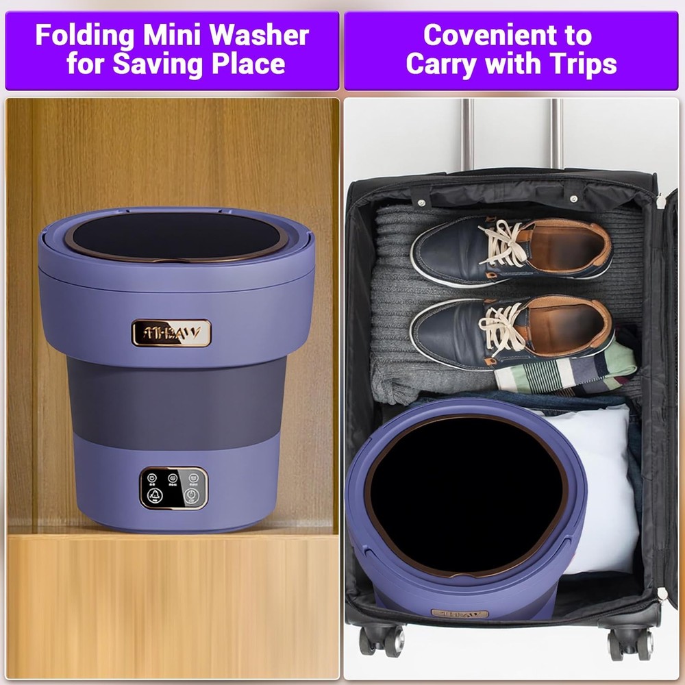 Portable Washing Machine 12L Fully Automatic 3 Modes Collapsible Compact Garvee