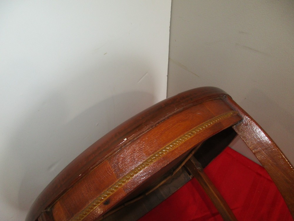 Mid Century Round Solid Wood / Glass End Table / Side Table
