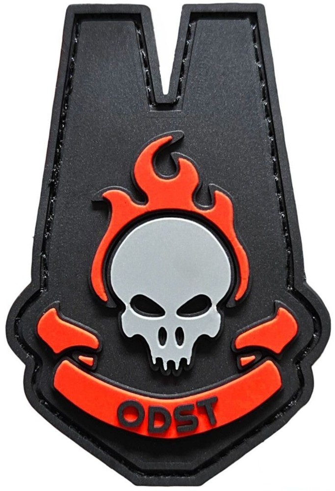 HALO RED/BLACK PVC RUBBER ODST PATCH | 2PC HOOK BACKING 3"x2"