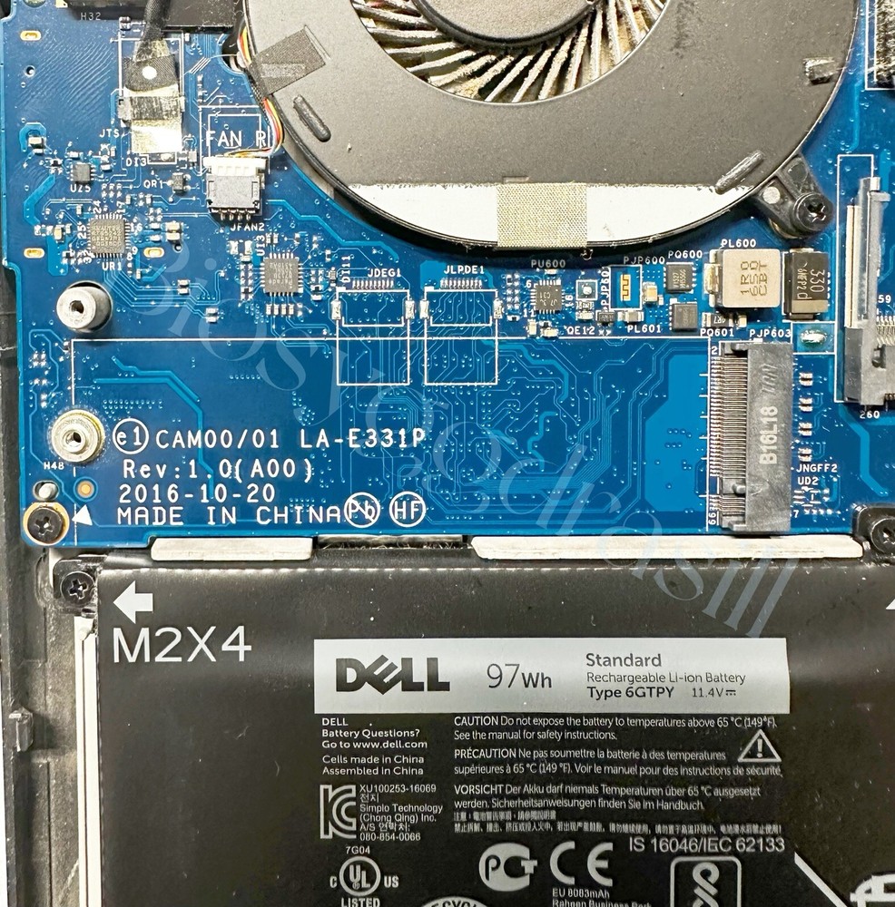 DELL XPS 15 9560, 5520, ADMIN BIOS CHIP PASSWORD UNLOCK LA-E331P PREPROGRAMMED