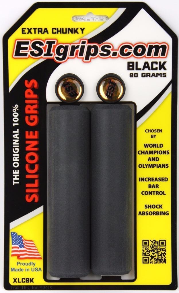ESI 34mm Extra Chunky - Black - Silicone 130mm MTB Bike Grips Shock Absorbing