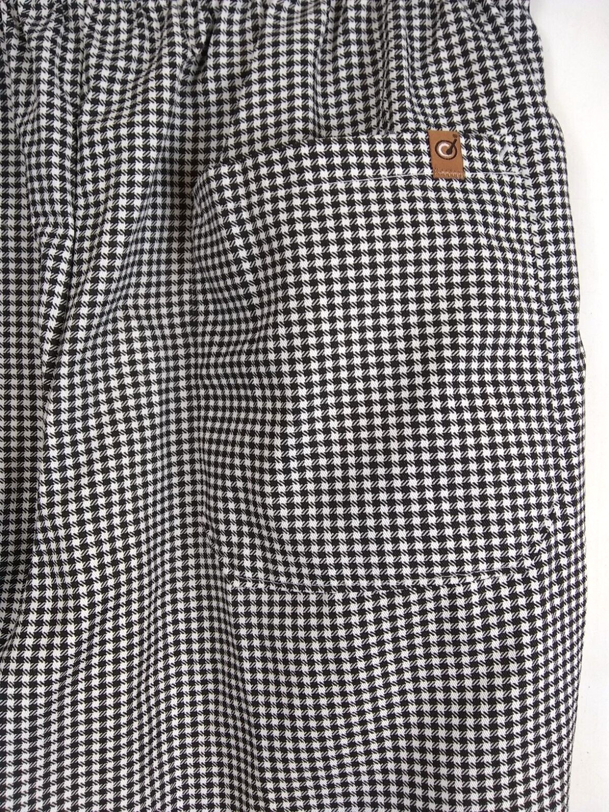 Chef Designs Pants Unisex Lg 34-38 Drawstring Pkts Blk/Wht Check Cotton Blnd NWT