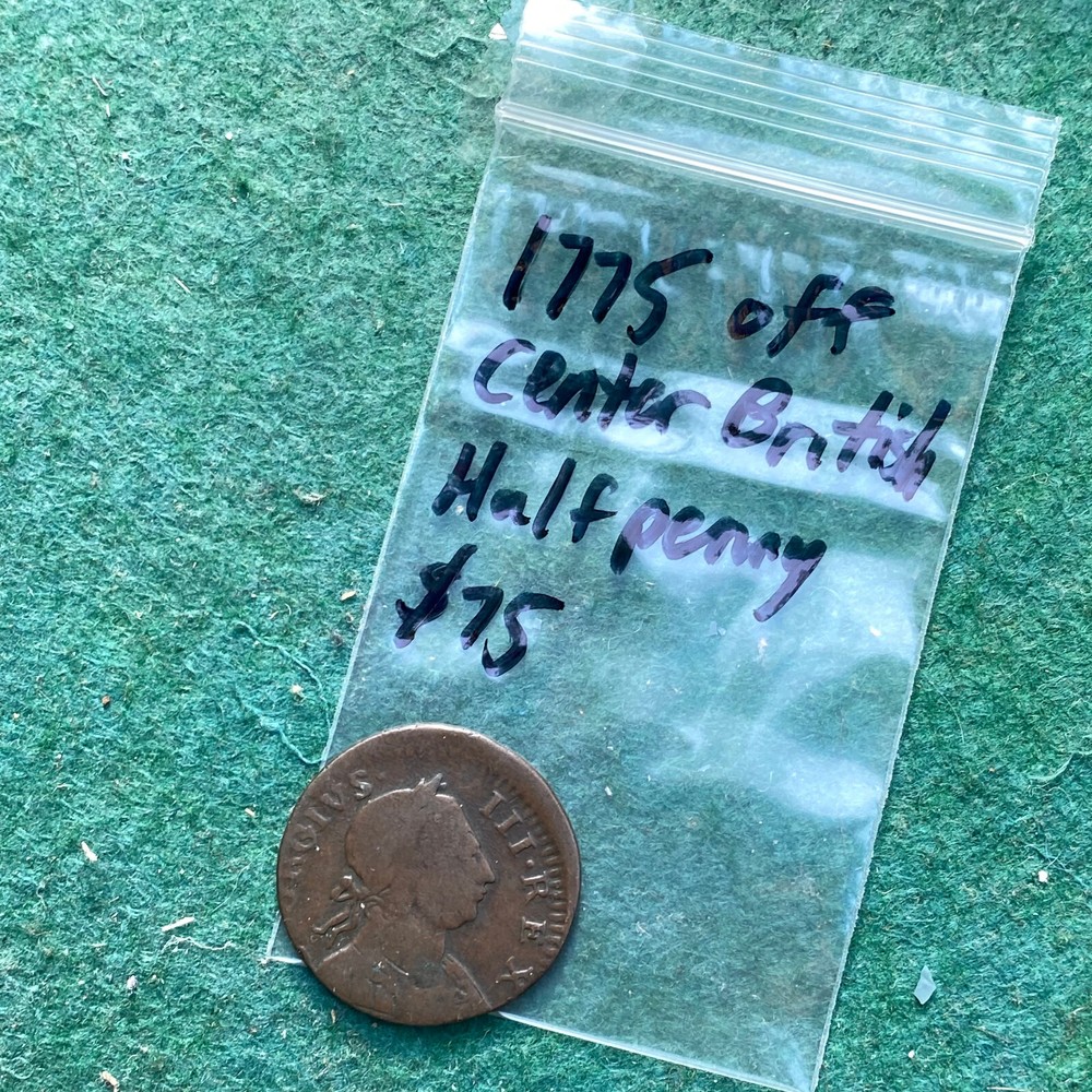 1775 Off Center British Half Penny