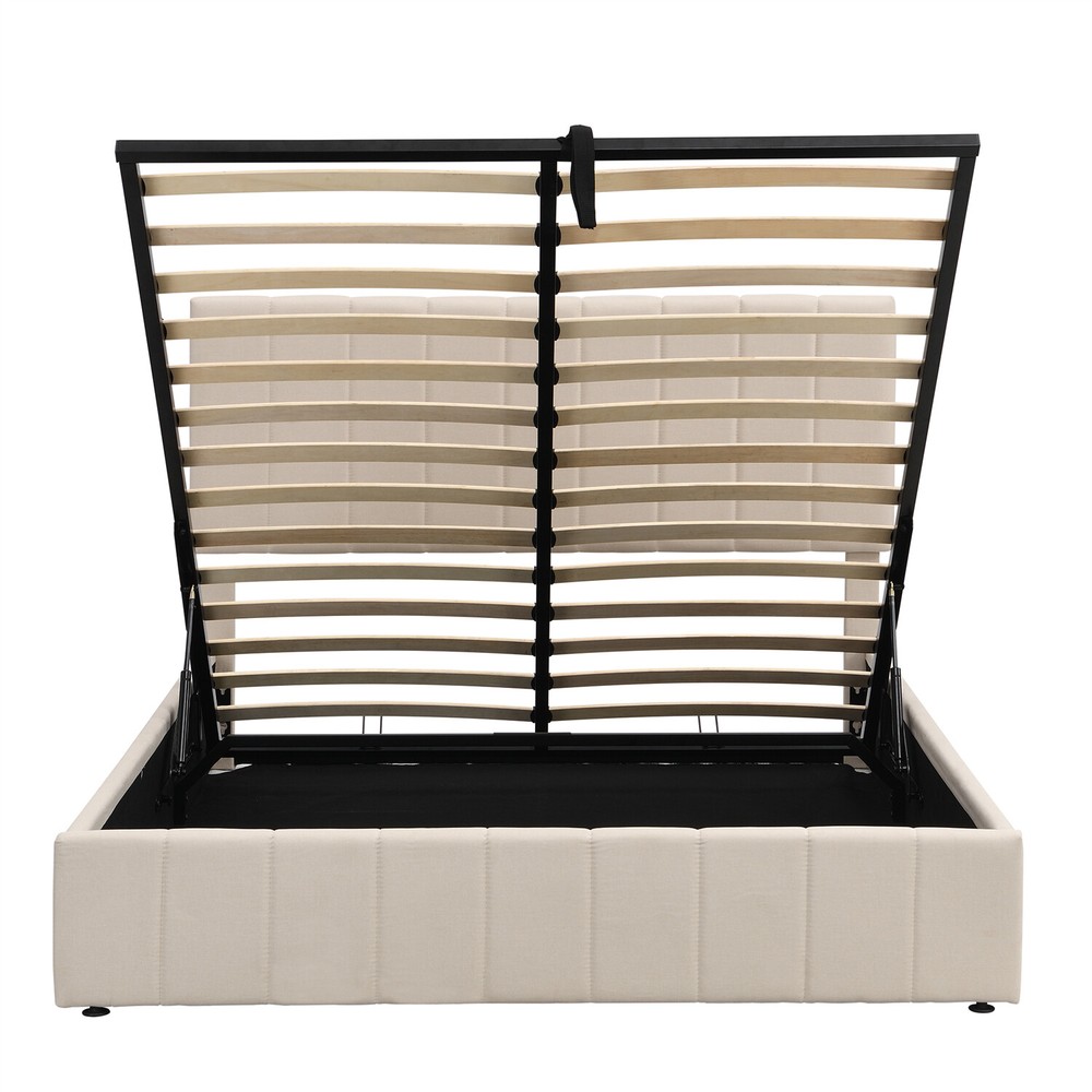 Queen Size Bed Frame Upholstered Platform Bed with Hydraulic Storage System New