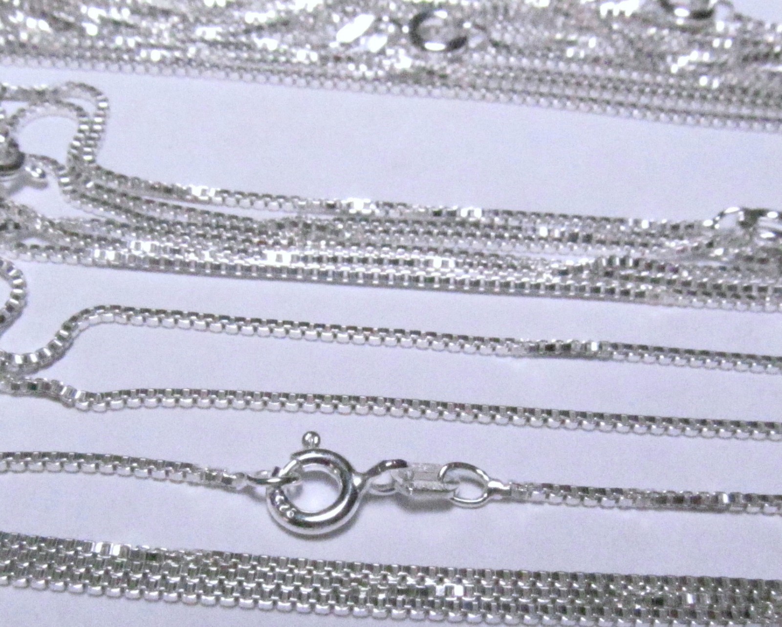 Sterling Silver Box Chain Genuine Necklace Lot 14 - 30 Inch Wholesale Bulk Lot