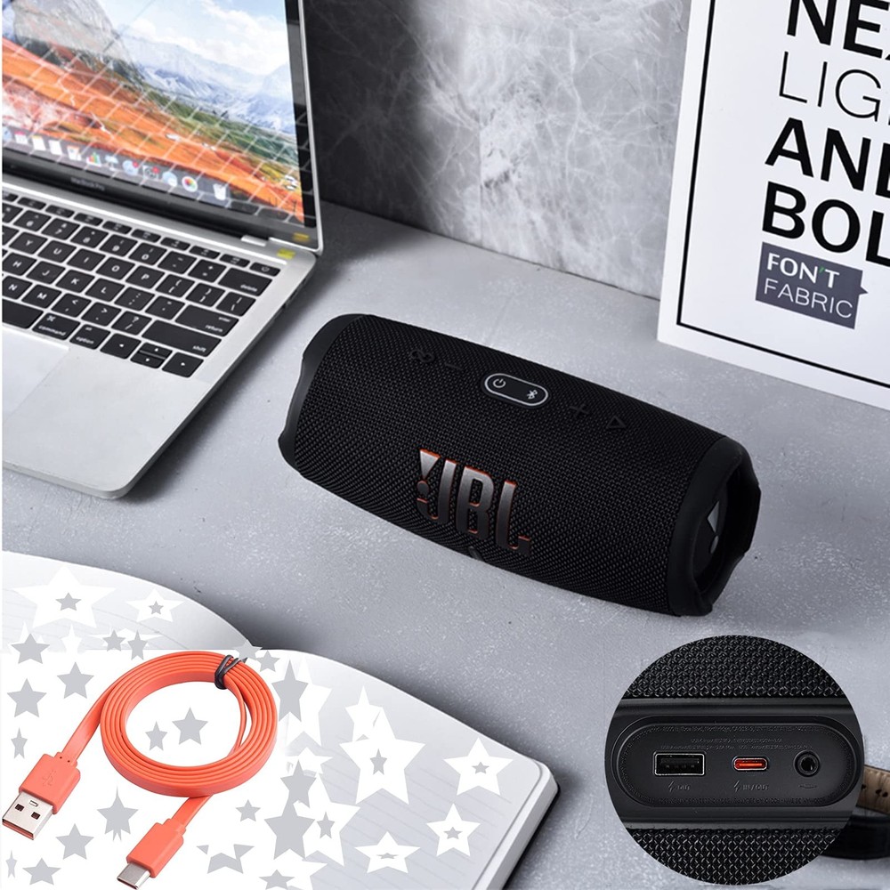 Saipomor Flip6 Replacement Type-c Fast Charger 100cm/3.3ft, Orange-Type c