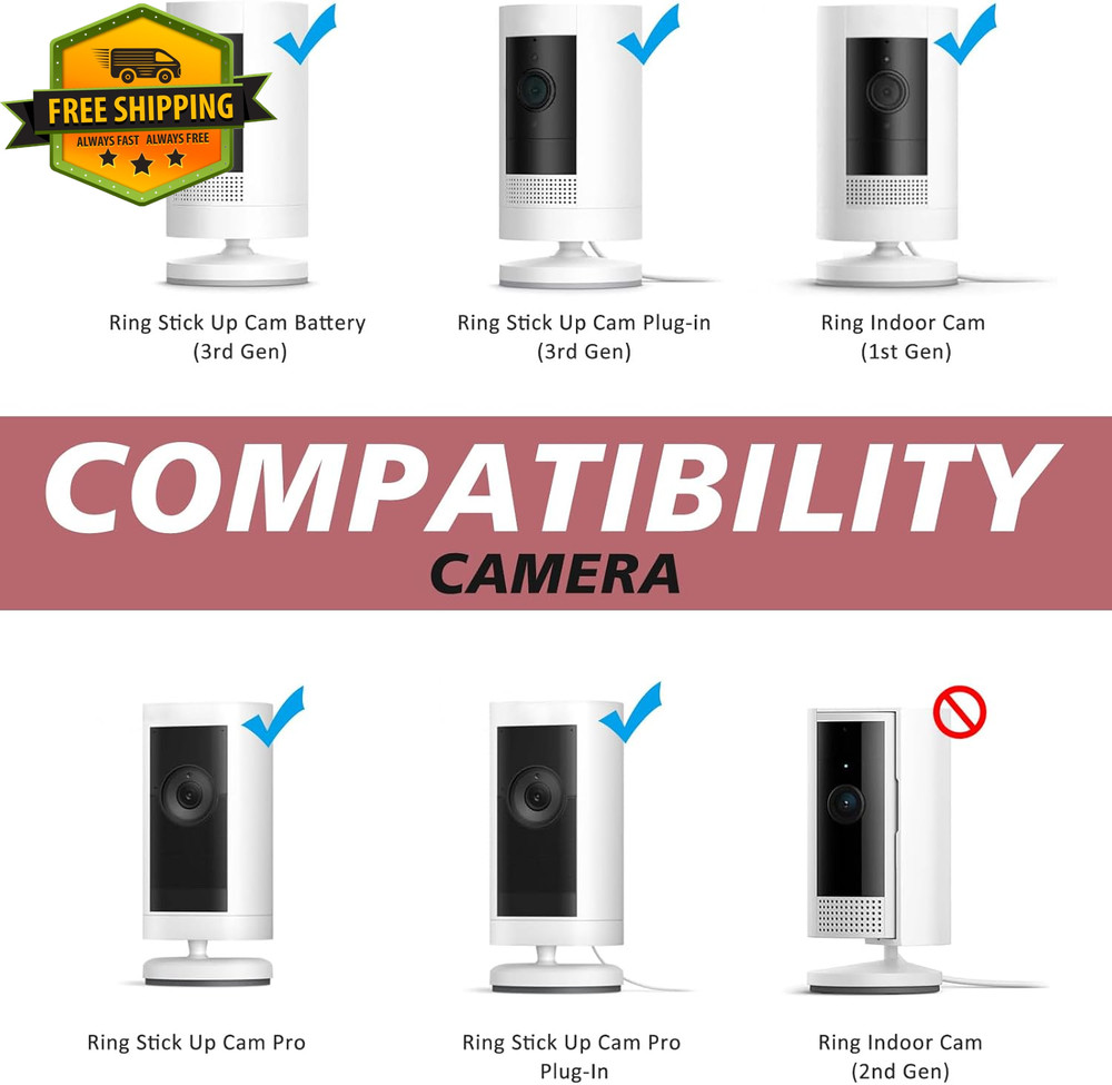 2 Pack Security Camera Mount No Drill Adhesive Wall Bracket Ring Arlo