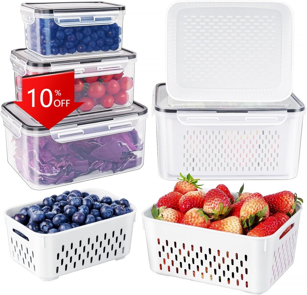 Refrigerator Fruit Preservation Box (with Removable Filter), 4-Piece Set