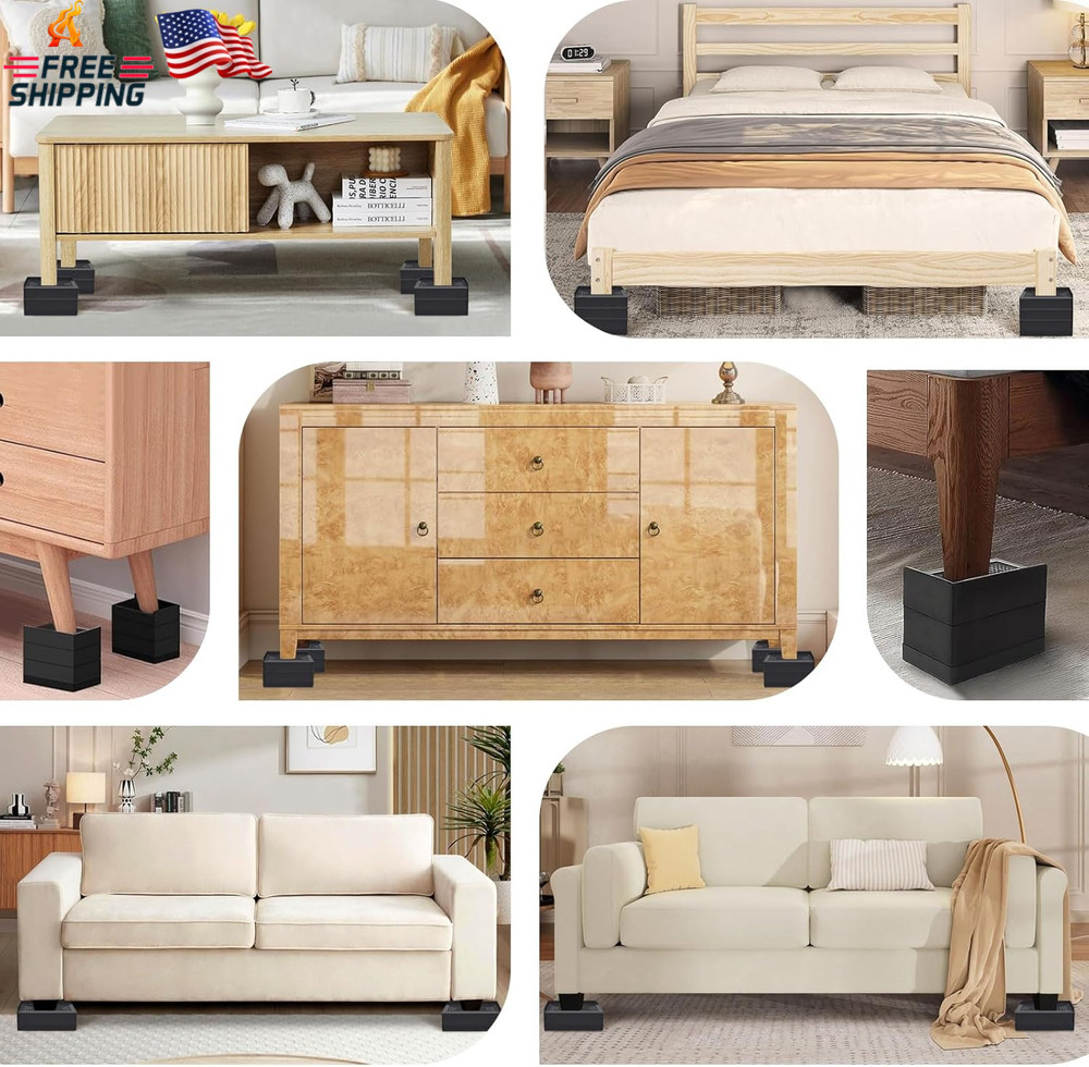 ANNKUT 1.5 Inch Furniture Risers, Rectangle Adjustable Risers Blocks for Bed Sof